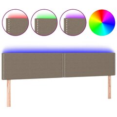 vidaXL gultas galvgalis ar LED, 180x5x78/88 cm, pelēkbrūns audums cena un informācija | Gultas | 220.lv