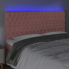 vidaXL gultas galvgalis ar LED, 180x7x118/128 cm, rozā samts cena un informācija | Gultas | 220.lv