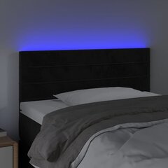 vidaXL gultas galvgalis ar LED, 90x5x78/88 cm, melns samts cena un informācija | Gultas | 220.lv