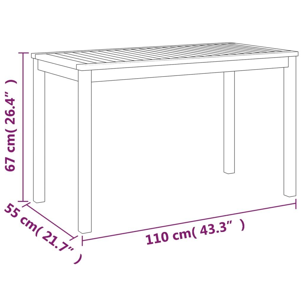 vidaXL dārza galds, 110x55x67 cm, akācijas masīvkoks cena un informācija | Dārza galdi | 220.lv