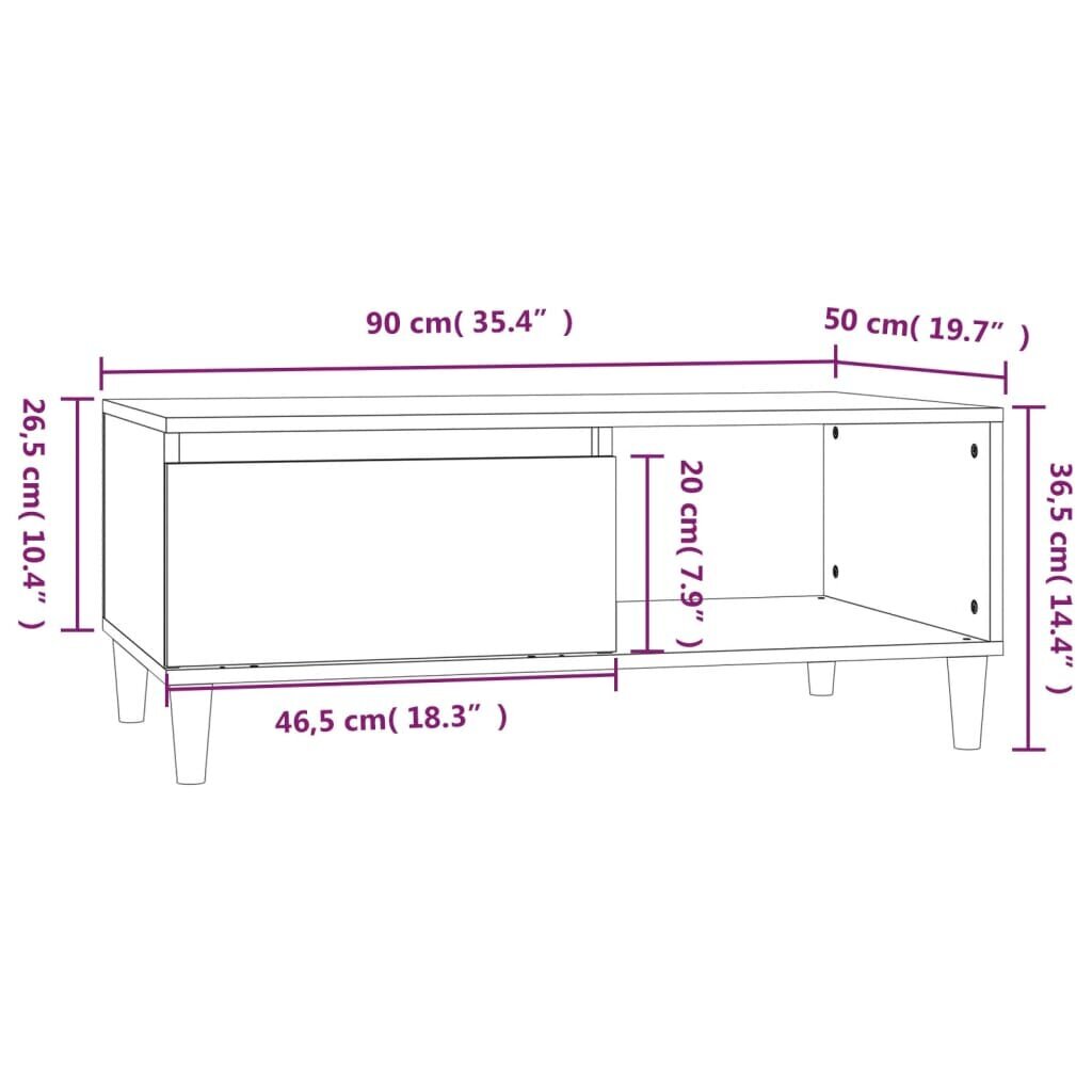 vidaXL kafijas galdiņš, brūna ozolkoka, 90x50x36,5 cm cena un informācija | Žurnālgaldiņi | 220.lv