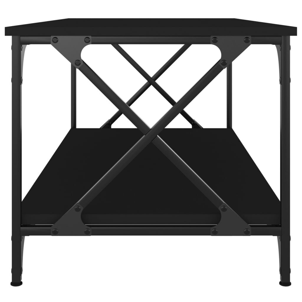 vidaXL kafijas galdiņš, melns, 100x50x45 cm, inženierijas koks, dzelzs cena un informācija | Žurnālgaldiņi | 220.lv