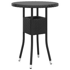 vidaXL dārza galds, Ø60x75 cm, melns, rūdīts stikls, PE rotangpalma cena un informācija | Dārza galdi | 220.lv