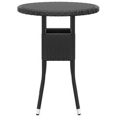 vidaXL dārza galds, Ø60x75 cm, melns, rūdīts stikls, PE rotangpalma cena un informācija | Dārza galdi | 220.lv