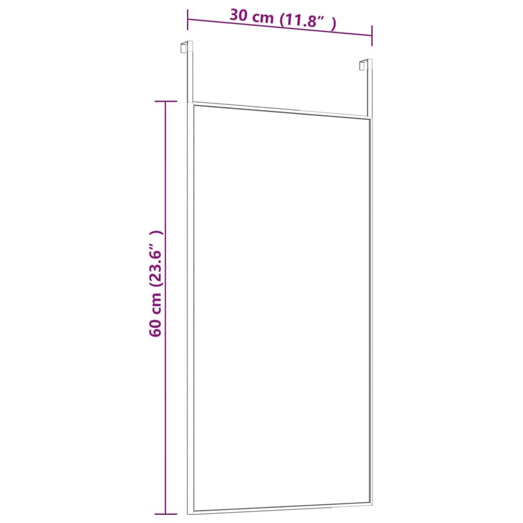 vidaXL durvju spogulis, melns, 30x60 cm, stikls un alumīnijs цена и информация | Spoguļi | 220.lv