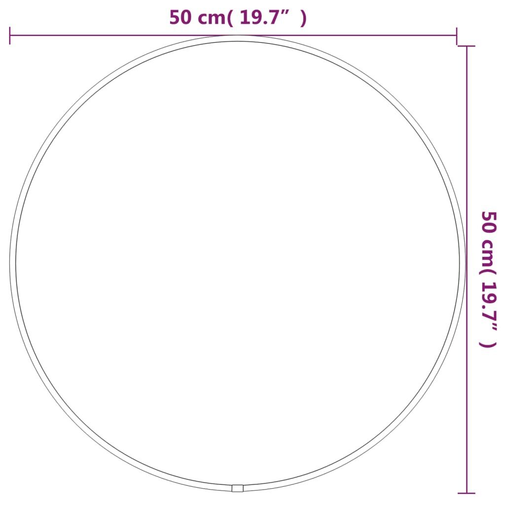 vidaXL sienas spogulis, melns, Ø 50 cm, apaļš cena un informācija | Spoguļi | 220.lv