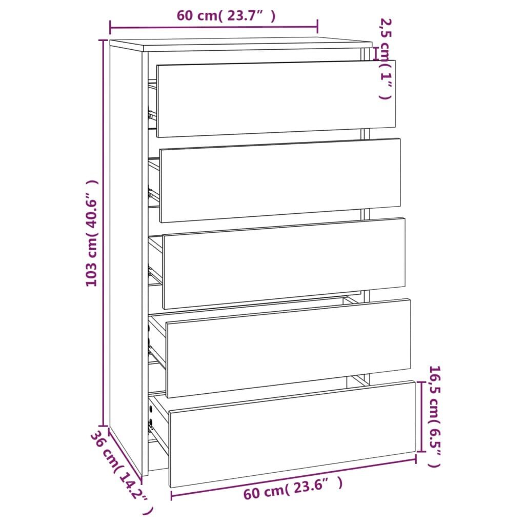 vidaXL apavu plaukts, betona pelēks, 60x36x103 cm, inženierijas koks cena un informācija | Kumodes | 220.lv