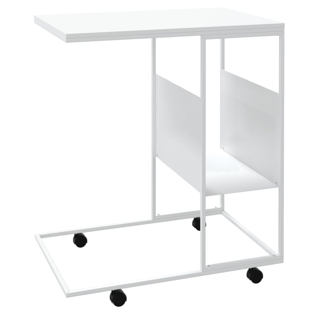 vidaXL galdiņš ar riteņiem, balts, 55x36x63,5 cm, inženierijas koks cena un informācija | Žurnālgaldiņi | 220.lv