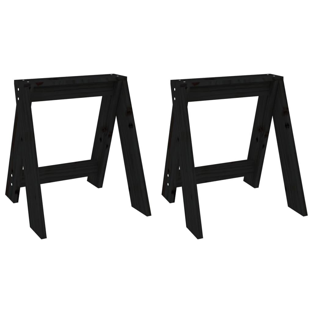 vidaXL taburetes, 2 gab., melnas, 40x40x45 cm, priedes masīvkoks цена и информация | Virtuves un ēdamistabas krēsli | 220.lv