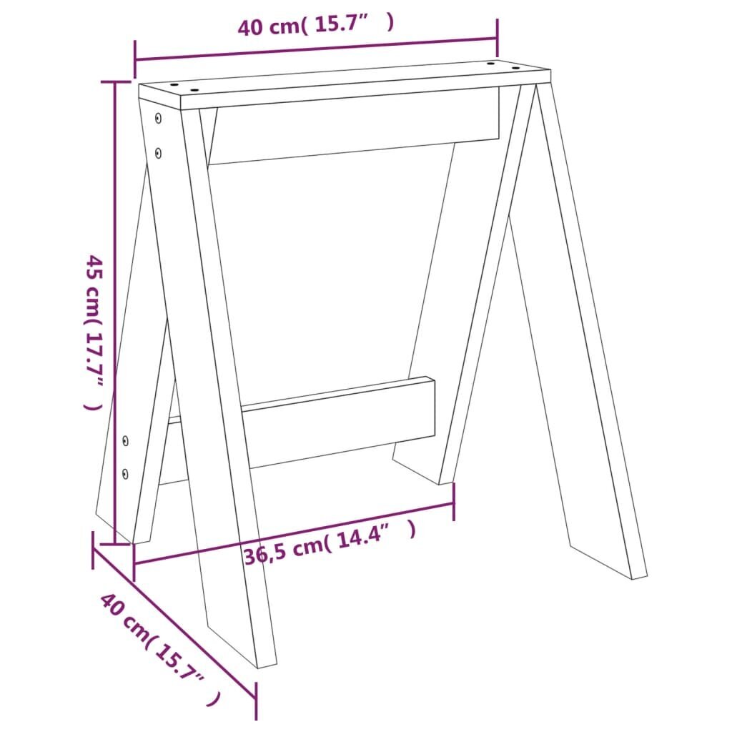 vidaXL taburetes, 2 gab., pelēkas, 40x40x45 cm, priedes masīvkoks cena un informācija | Virtuves un ēdamistabas krēsli | 220.lv