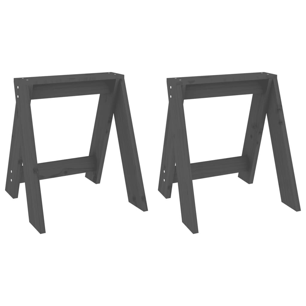 vidaXL taburetes, 2 gab., pelēkas, 40x40x45 cm, priedes masīvkoks cena un informācija | Virtuves un ēdamistabas krēsli | 220.lv