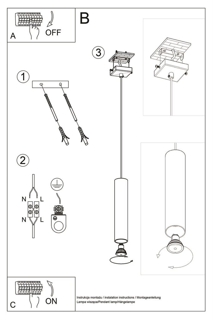 Piekaramā lampa, melna cena un informācija | Lustras | 220.lv