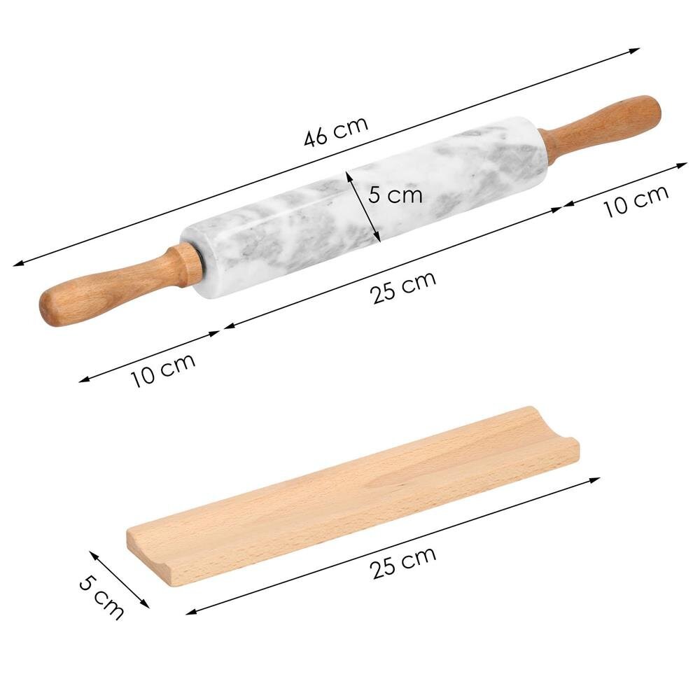 Akmens veltnis ar marmora pamatni 46 cm cena un informācija | Virtuves piederumi | 220.lv