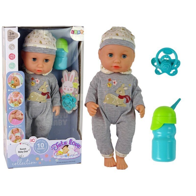 Baby Doll Pee Sound Pacifier lelle, pelēkas Lean rotaļlietas цена и информация | Rotaļlietas meitenēm | 220.lv