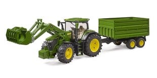 Трактор с погрузчиком и прицепом Bruder 03155 John Deere 7R 350 цена и информация | Конструктор автомобилей игрушки для мальчиков | 220.lv