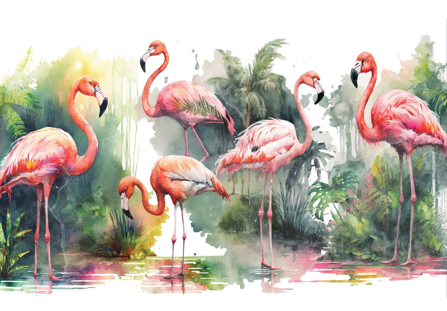 Consalnet Fototapeta Flamingos 312 x 219 cm 14558VEXXL цена и информация | Fototapetes | 220.lv