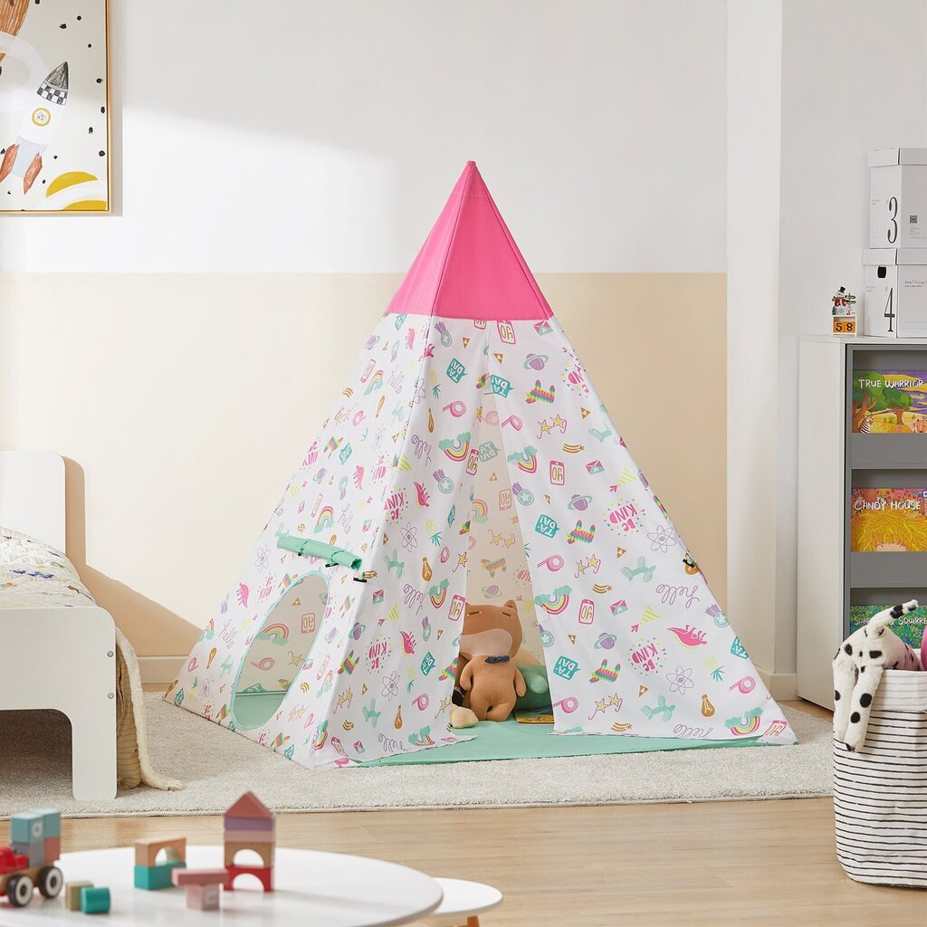 Bērnu telts SoBuy OSS06, balta/rozā cena un informācija | Bērnu rotaļu laukumi, mājiņas | 220.lv