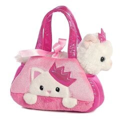 AURORA Fancy Pals plīša kaķu princese rozā somā, 20 cm cena un informācija | Mīkstās (plīša) rotaļlietas | 220.lv