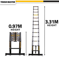 Kāpnes teleskopiskās 3,2M , 150 kg UK BRAND TOUGH MASTER ML-1032H cena un informācija | Saliekamās kāpnes, celtniecības sastatnes | 220.lv