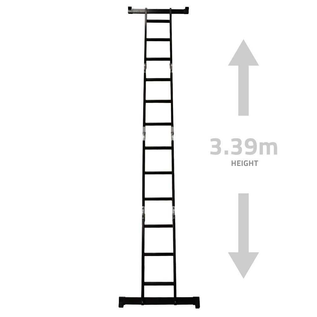 Multifunkcionālās kāpnes + platforma 340cm 3,4m UK BRAND TOUGH MASTER ML-103C цена и информация | Saliekamās kāpnes, celtniecības sastatnes | 220.lv