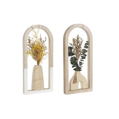 Sienu dekors DKD Home Decor Zieds Zaļš Dzeltens Koks MDF (18 x 2,5 x 40 cm) (2 gb.) цена и информация | Детали интерьера | 220.lv