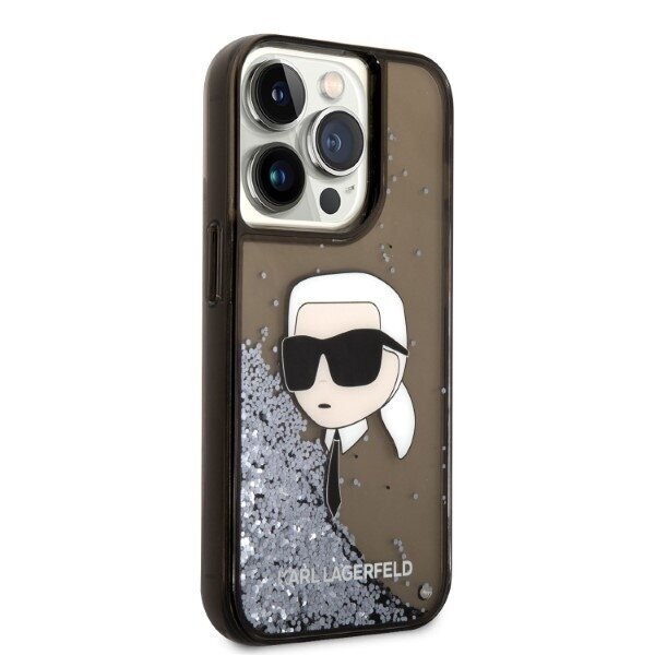 KARL LAGERFELD Glitter Karl Head - iPhone 14 Pro , melns cena un informācija | Telefonu vāciņi, maciņi | 220.lv