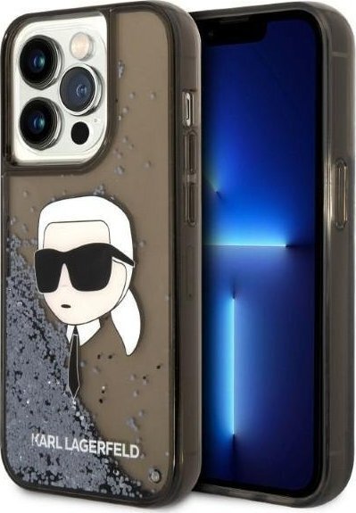 KARL LAGERFELD Glitter Karl Head - iPhone 14 Pro , melns cena un informācija | Telefonu vāciņi, maciņi | 220.lv