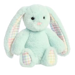 AURORA Rainbow Gingham Bunnies plīša piparmētru zaļš trusis, 18 cm cena un informācija | Mīkstās (plīša) rotaļlietas | 220.lv