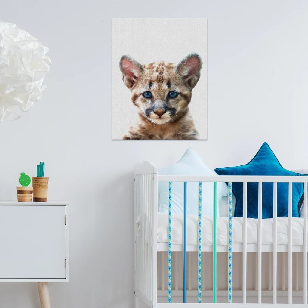 Apdrukāts sienas audekls Mazs leoparda dzīvnieku kanvas mākslas bērnu istabas interjera dekors - 40 x 30 cm cena un informācija | Gleznas | 220.lv