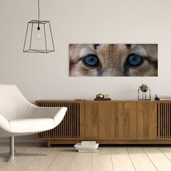 Sienas apdrukāts kanvas leopards ar zilām acīm Dzīvnieku audekls interjera dekors - 78 x 30 cm cena un informācija | Dekoratīvās uzlīmes | 220.lv