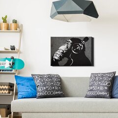 Sienas apdruka Audekls Banksy Dj Monkey ar austiņām melnbalts grafiti interjera dekors - 60 x 40 cm цена и информация | Картины | 220.lv