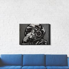 Sienas apdruka Audekls Banksy Dj Monkey Astronaut Melnbalts Graffiti interjera dekors - 60 X 40 cm cena un informācija | Gleznas | 220.lv