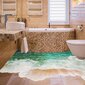 Vannas istabas vinila grīdas uzlīme 3D Sea Wave Vannas istabas interjera dekors — 200 x 200 cm cena un informācija | Dekoratīvās uzlīmes | 220.lv