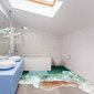 Vannas istabas vinila grīdas uzlīme 3D Sea Wave Vannas istabas interjera dekors — 200 x 200 cm cena un informācija | Dekoratīvās uzlīmes | 220.lv