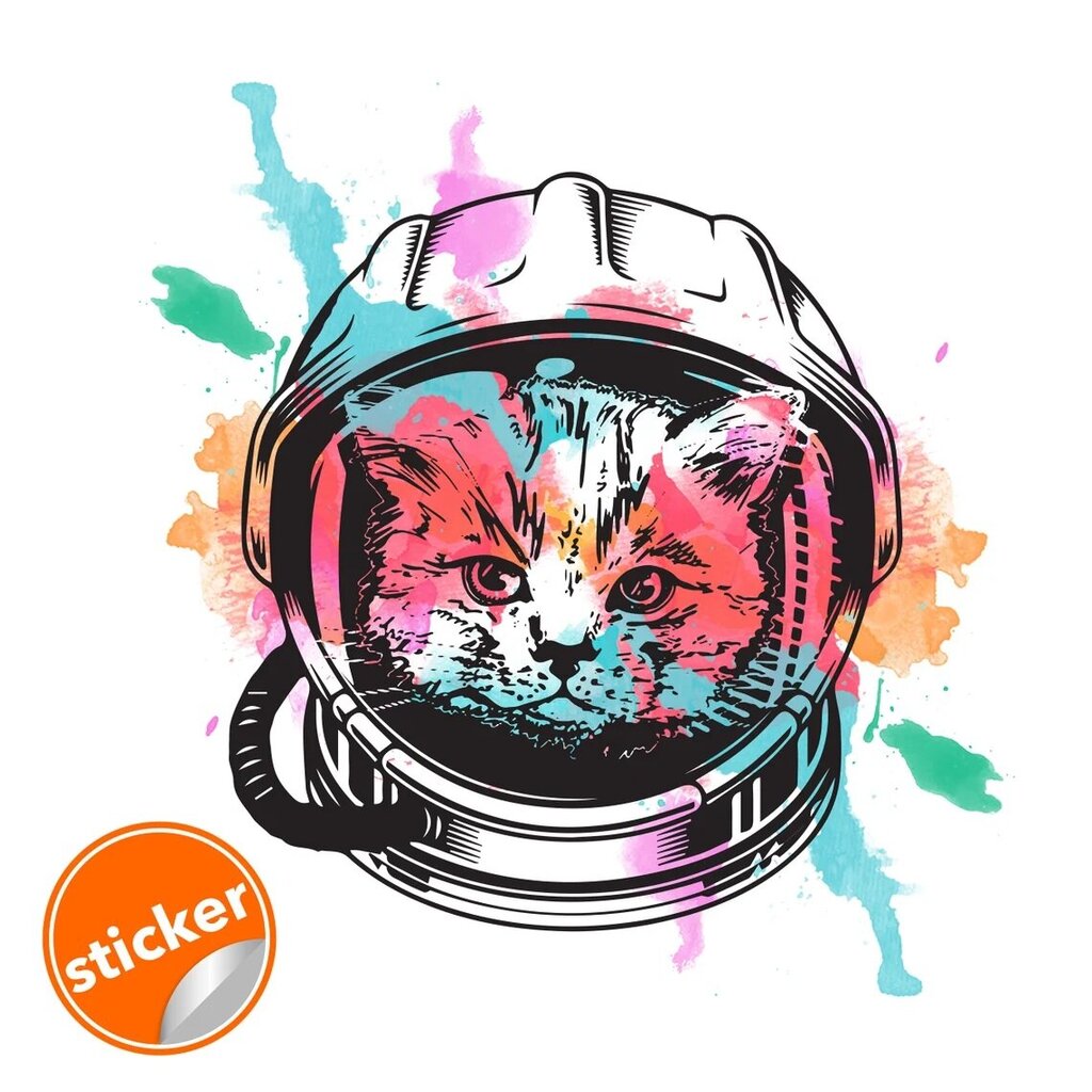 Vinila sienas uzlīme Astronaut Cat Bright Wall uzlīme - 60 x 60 cm cena un informācija | Dekoratīvās uzlīmes | 220.lv