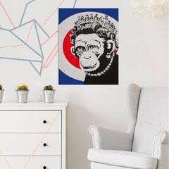 Sienas apdruka Audekls Banksy Monkey Queen, grafiti interjera dekors - 60 x 40 cm cena un informācija | Gleznas | 220.lv