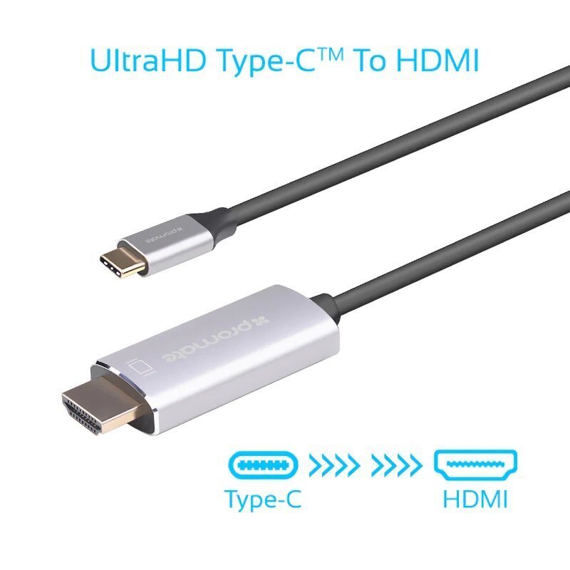 PROMATE HDLink-60H USB-C - HDMI UltraHD 3840x2160@60 kabelis 1.8m cena un informācija | Kabeļi un vadi | 220.lv