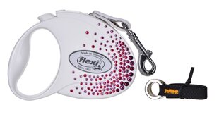 Flexi поводок-автомат Glam Splash Pink S, белый, 3 года цена и информация | Поводки для собак | 220.lv