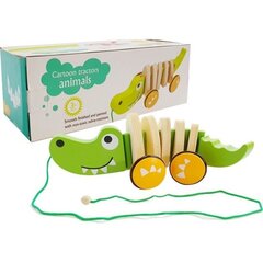 Koka krokodils ar virvi, 18 cm cena un informācija | Rotaļlietas zīdaiņiem | 220.lv
