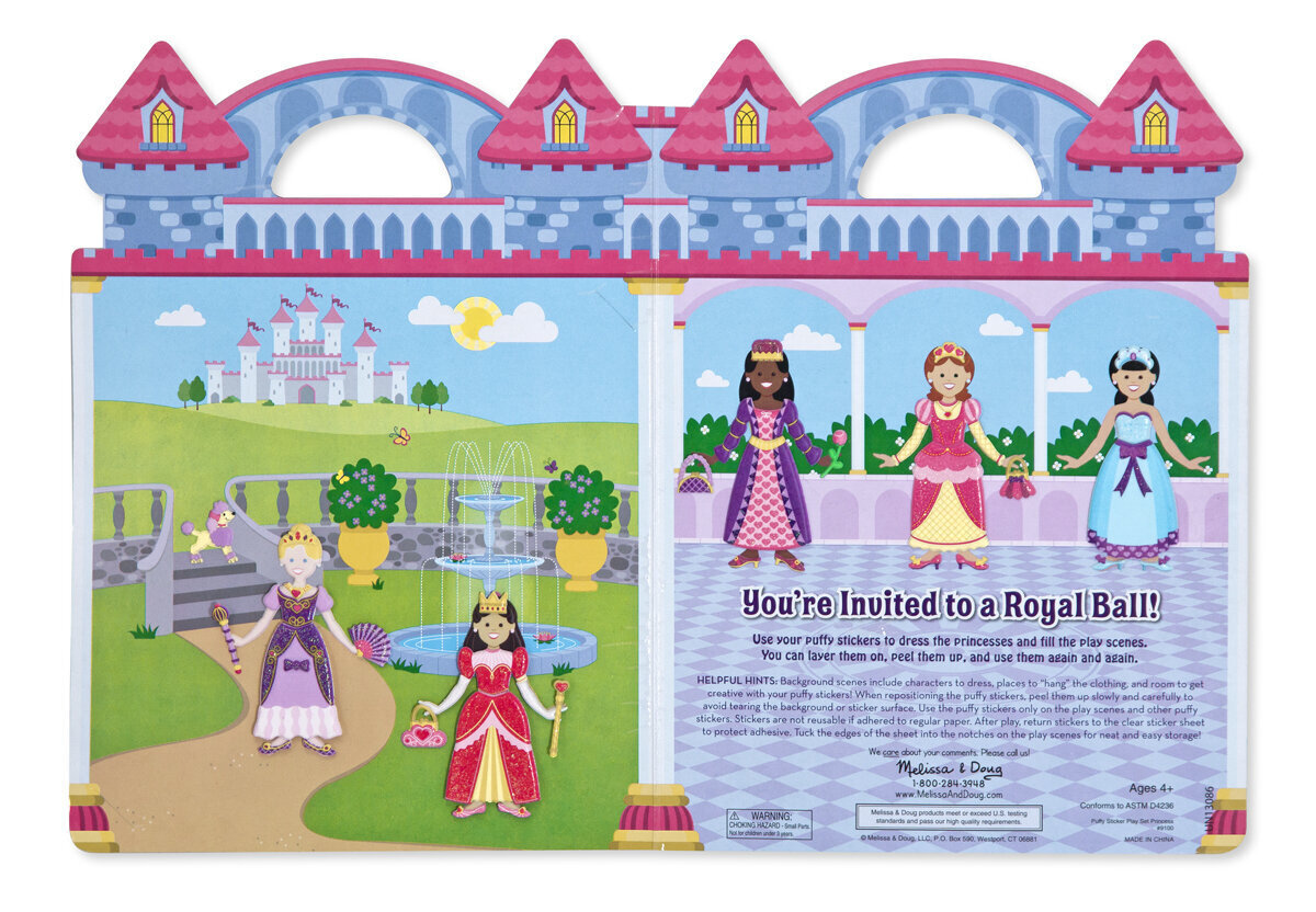 MELISSA & DOUG Pufīgās uzlīmes "Princeses" цена и информация | Attīstošās rotaļlietas | 220.lv