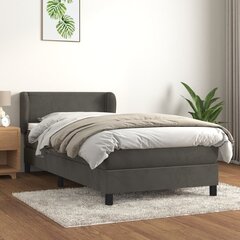 vidaXL atsperu gulta ar matraci, tumši pelēka samts, 90x190 cm cena un informācija | Gultas | 220.lv
