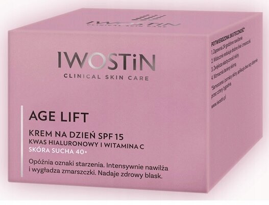 Dienas sejas krēms sausai ādai Iwostin Age lift SPF 15, 50 ml cena un informācija | Sejas krēmi | 220.lv