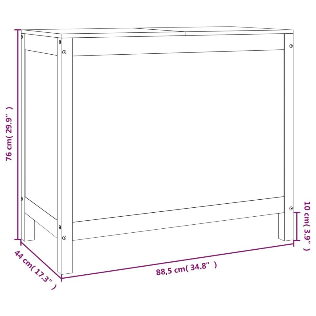 vidaXL veļas kaste, 88,5x44x76 cm, priedes masīvkoks цена и информация | Veļas žāvēšana | 220.lv