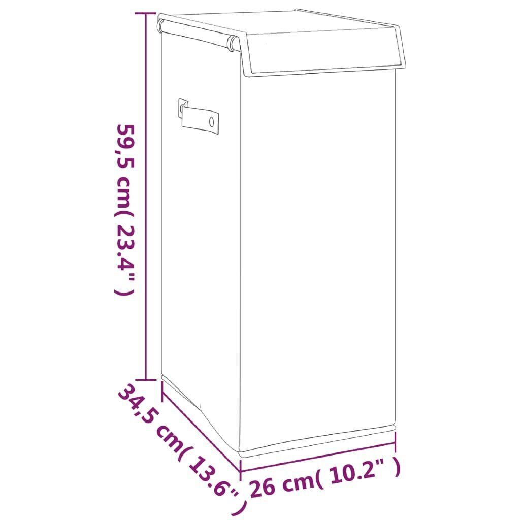 vidaXL veļas kaste, salokāma, pelēka, 26x34,5x59,5 cm, lina imitācija cena un informācija | Vannas istabas aksesuāri | 220.lv