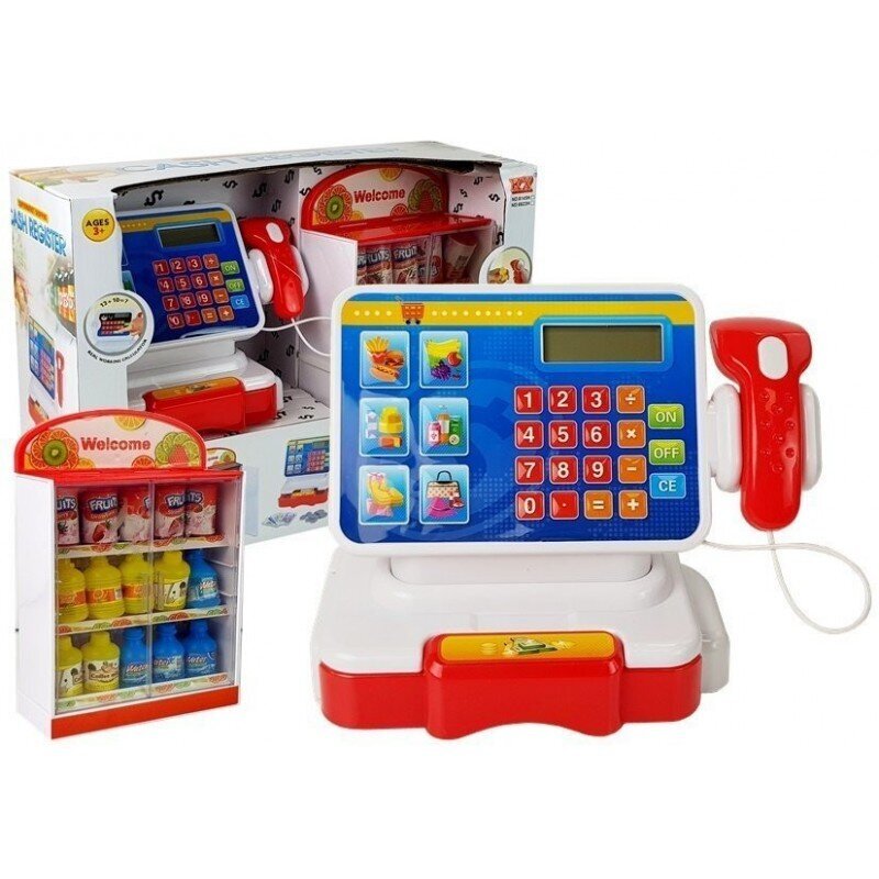 Kases aparāts ar kalkulatoru un dzērienu plauktu LeanToys cena un informācija | Rotaļlietas meitenēm | 220.lv