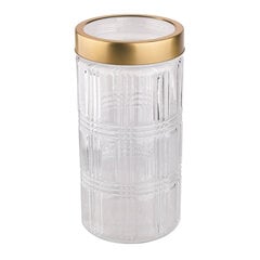 Stikla konteins ar zelta krāsa vāku 1,7 l dec. Režģis cena un informācija | Trauki pārtikas uzglabāšanai | 220.lv