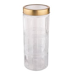 Stikla konteins ar zelta krāsa vāku 2,2 l dec. Režģis cena un informācija | Trauki pārtikas uzglabāšanai | 220.lv