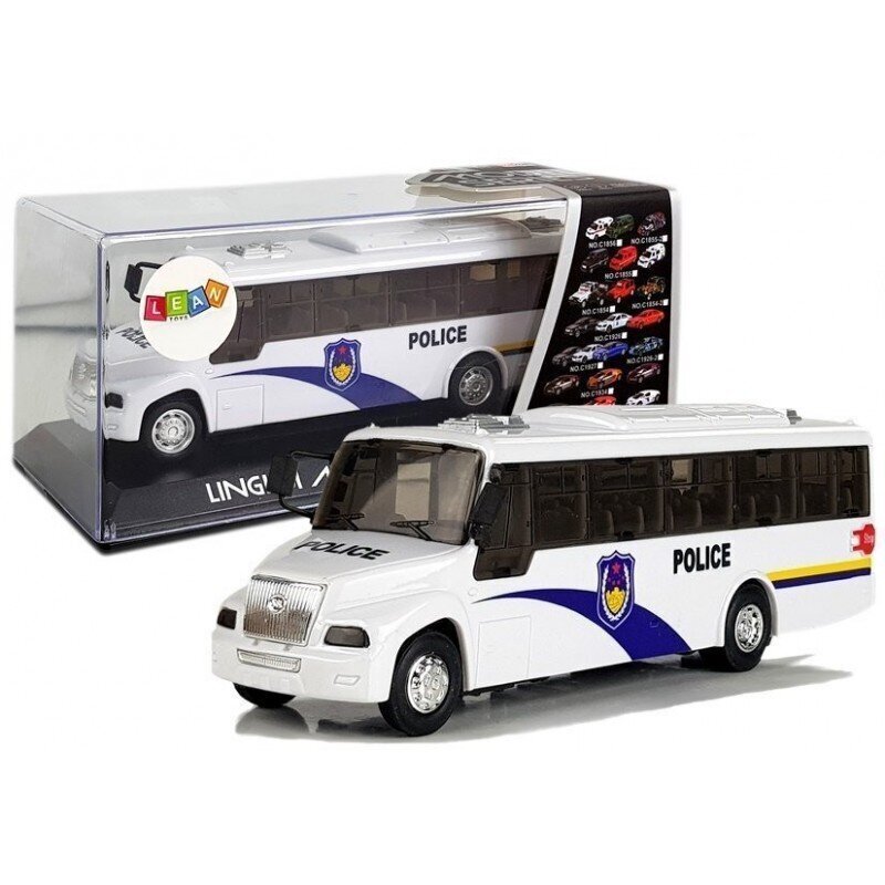 Policijas autobuss ar skaņu Lean Toys, balts цена и информация | Rotaļlietas zēniem | 220.lv