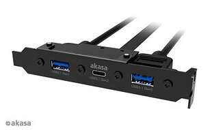 Aizmugurējais panelis Akasa 2xUSB3/1xUSB-C cena un informācija | Adapteri un USB centrmezgli | 220.lv