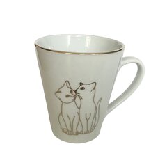 Keramikas krūze - divi kaķi, zelta, 300ml цена и информация | Стаканы, фужеры, кувшины | 220.lv